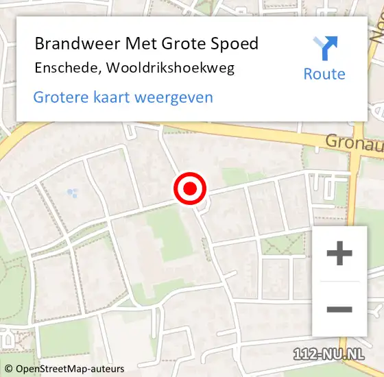 Locatie op kaart van de 112 melding: Brandweer Met Grote Spoed Naar Enschede, Wooldrikshoekweg op 20 mei 2022 15:02