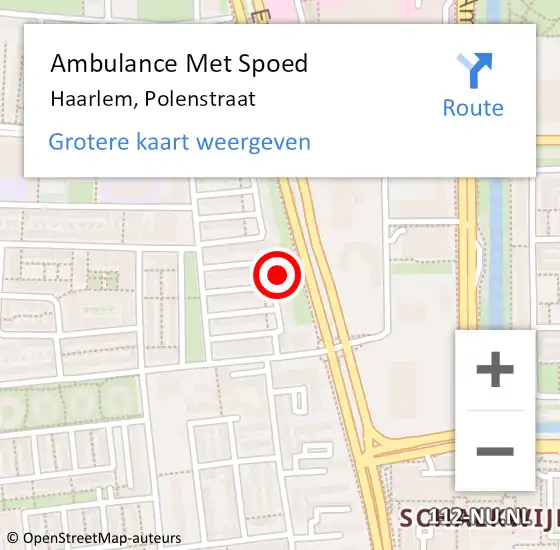 Locatie op kaart van de 112 melding: Ambulance Met Spoed Naar Haarlem, Polenstraat op 20 mei 2022 15:03