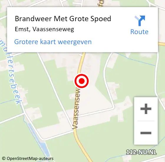 Locatie op kaart van de 112 melding: Brandweer Met Grote Spoed Naar Emst, Vaassenseweg op 20 mei 2022 15:10