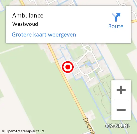 Locatie op kaart van de 112 melding: Ambulance Westwoud op 20 mei 2022 15:19
