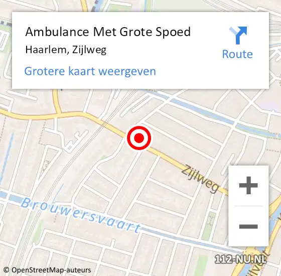 Locatie op kaart van de 112 melding: Ambulance Met Grote Spoed Naar Haarlem, Zijlweg op 20 mei 2022 15:34