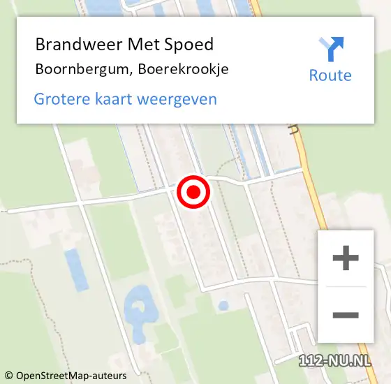 Locatie op kaart van de 112 melding: Brandweer Met Spoed Naar Boornbergum, Boerekrookje op 20 mei 2022 15:36