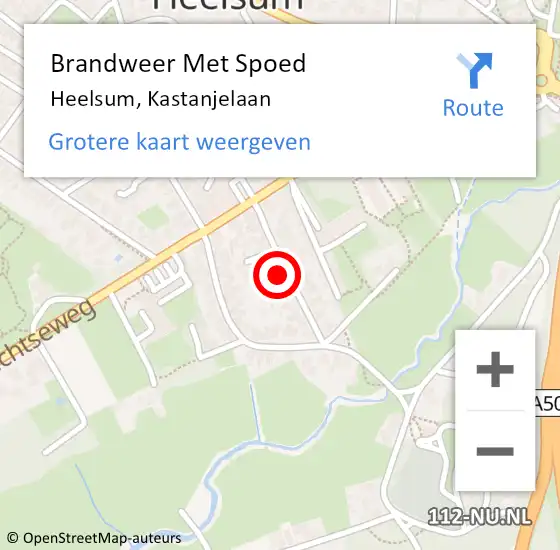 Locatie op kaart van de 112 melding: Brandweer Met Spoed Naar Heelsum, Kastanjelaan op 20 mei 2022 15:42