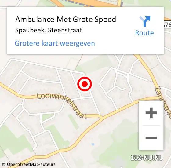 Locatie op kaart van de 112 melding: Ambulance Met Grote Spoed Naar Spaubeek, Steenstraat op 20 mei 2022 15:53