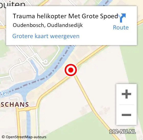 Locatie op kaart van de 112 melding: Trauma helikopter Met Grote Spoed Naar Oudenbosch, Oudlandsedijk op 20 mei 2022 16:04