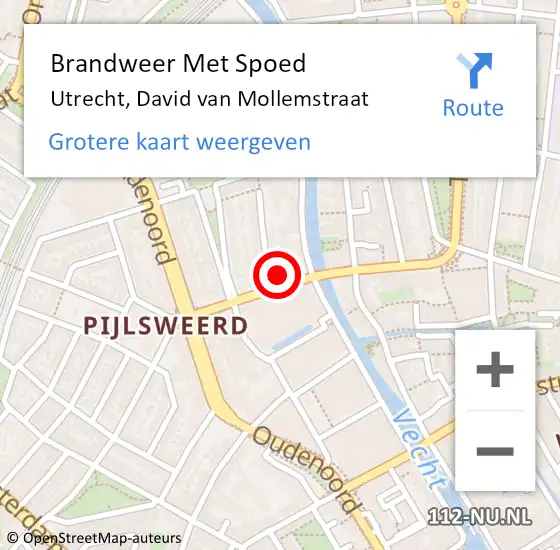 Locatie op kaart van de 112 melding: Brandweer Met Spoed Naar Utrecht, David van Mollemstraat op 20 mei 2022 16:05