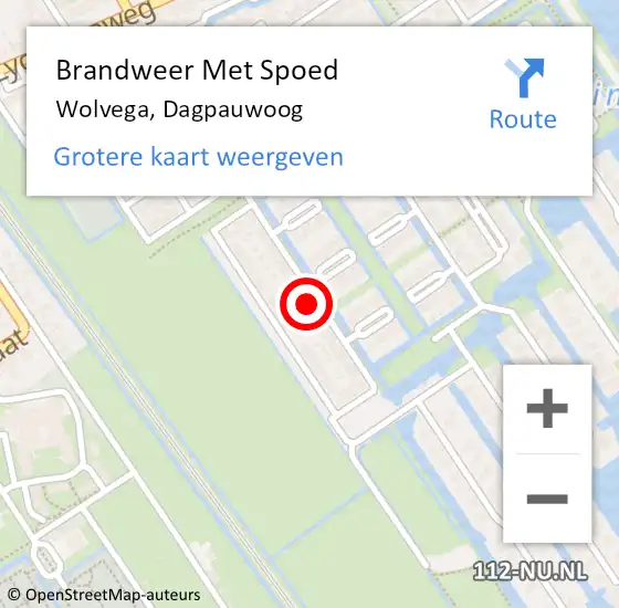 Locatie op kaart van de 112 melding: Brandweer Met Spoed Naar Wolvega, Dagpauwoog op 20 mei 2022 16:18