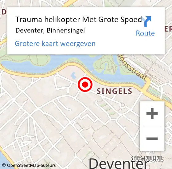 Locatie op kaart van de 112 melding: Trauma helikopter Met Grote Spoed Naar Deventer, Binnensingel op 20 mei 2022 16:21
