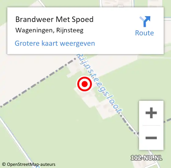 Locatie op kaart van de 112 melding: Brandweer Met Spoed Naar Wageningen, Rijnsteeg op 20 mei 2022 16:25