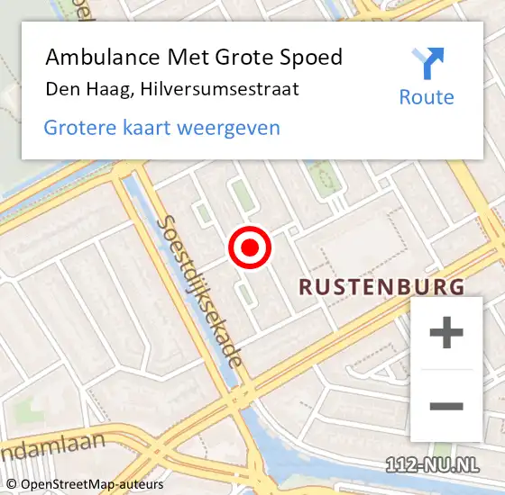 Locatie op kaart van de 112 melding: Ambulance Met Grote Spoed Naar Den Haag, Hilversumsestraat op 20 mei 2022 16:27