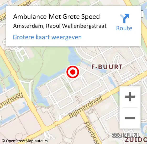 Locatie op kaart van de 112 melding: Ambulance Met Grote Spoed Naar Amsterdam-Zuidoost, Raoul Wallenbergstraat op 20 mei 2022 16:30