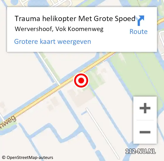 Locatie op kaart van de 112 melding: Trauma helikopter Met Grote Spoed Naar Wervershoof, Vok Koomenweg op 20 mei 2022 16:47