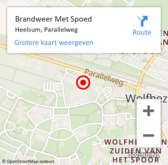 Locatie op kaart van de 112 melding: Brandweer Met Spoed Naar Heelsum, Parallelweg op 20 mei 2022 16:57