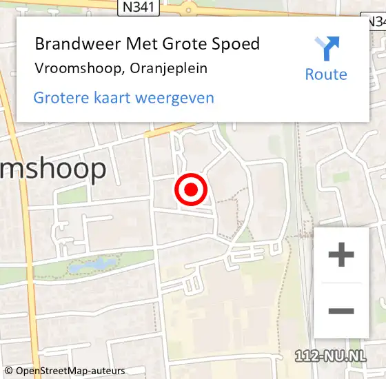 Locatie op kaart van de 112 melding: Brandweer Met Grote Spoed Naar Vroomshoop, Oranjeplein op 20 mei 2022 17:09