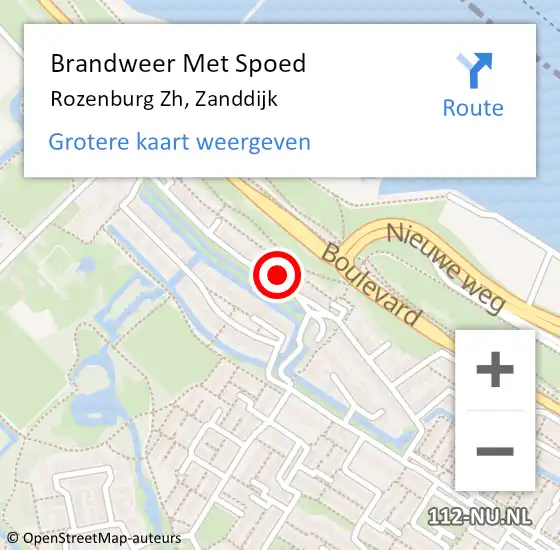 Locatie op kaart van de 112 melding: Brandweer Met Spoed Naar Rozenburg Zh, Zanddijk op 8 oktober 2013 16:44