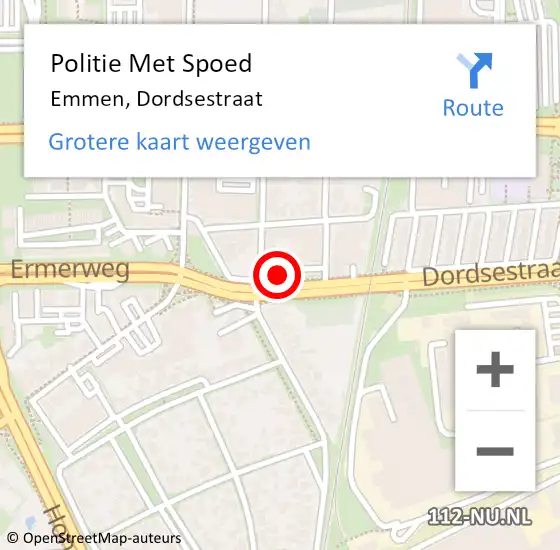 Locatie op kaart van de 112 melding: Politie Met Spoed Naar Emmen, Dordsestraat op 20 mei 2022 17:17