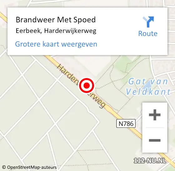 Locatie op kaart van de 112 melding: Brandweer Met Spoed Naar Eerbeek, Harderwijkerweg op 20 mei 2022 17:37