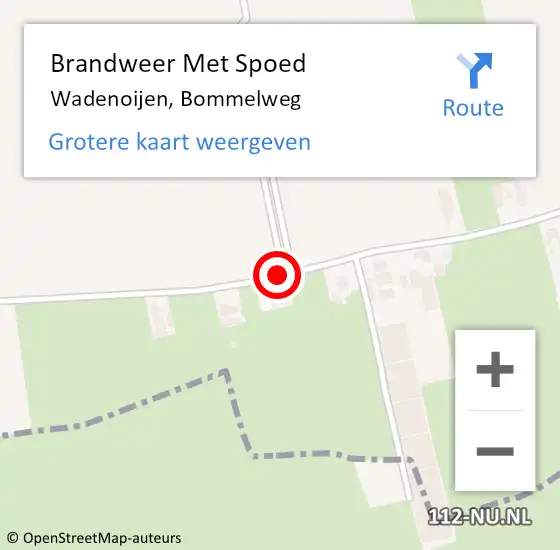 Locatie op kaart van de 112 melding: Brandweer Met Spoed Naar Wadenoijen, Bommelweg op 17 juli 2014 22:07