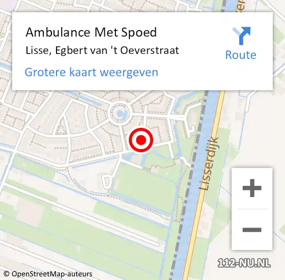 Locatie op kaart van de 112 melding: Ambulance Met Spoed Naar Lisse, Egbert van 't Oeverstraat op 20 mei 2022 17:46