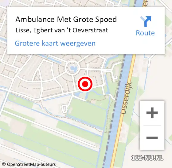 Locatie op kaart van de 112 melding: Ambulance Met Grote Spoed Naar Lisse, Egbert van 't Oeverstraat op 20 mei 2022 17:47