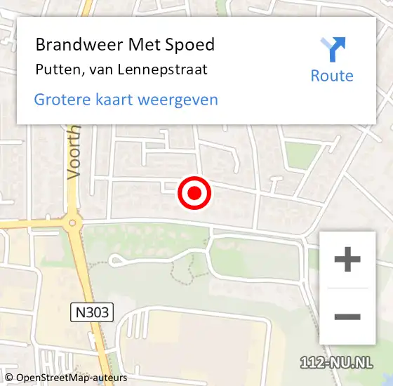 Locatie op kaart van de 112 melding: Brandweer Met Spoed Naar Putten, van Lennepstraat op 20 mei 2022 18:10