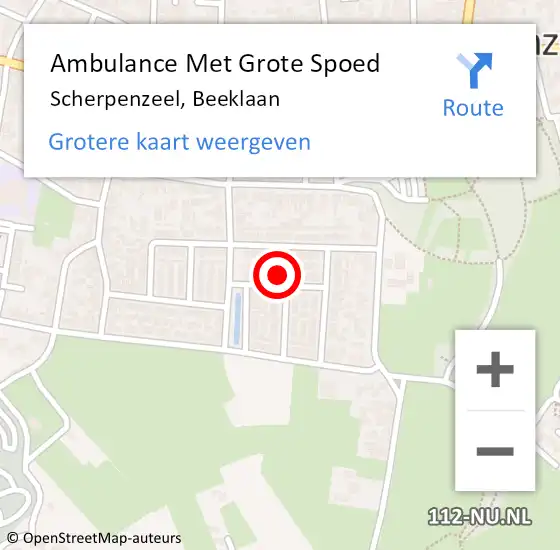 Locatie op kaart van de 112 melding: Ambulance Met Grote Spoed Naar Scherpenzeel, Beeklaan op 20 mei 2022 18:11