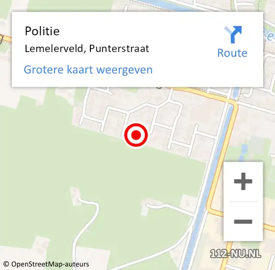 Locatie op kaart van de 112 melding: Politie Lemelerveld, Punterstraat op 20 mei 2022 18:21