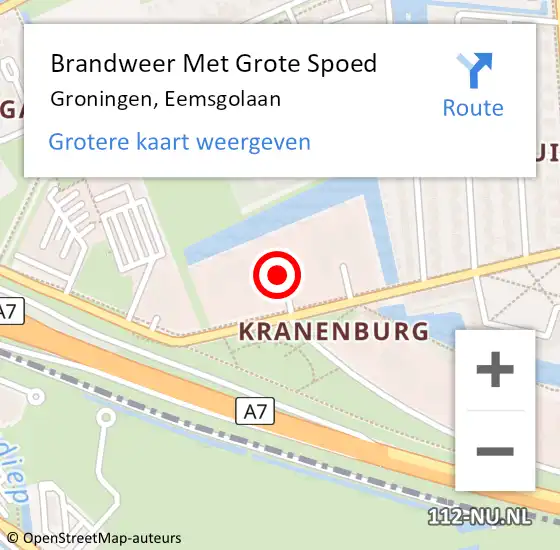 Locatie op kaart van de 112 melding: Brandweer Met Grote Spoed Naar Groningen, Eemsgolaan op 20 mei 2022 18:54