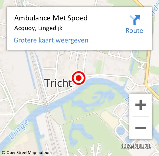 Locatie op kaart van de 112 melding: Ambulance Met Spoed Naar Acquoy, Lingedijk op 20 mei 2022 18:58