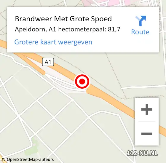 Locatie op kaart van de 112 melding: Brandweer Met Grote Spoed Naar Apeldoorn, A1 hectometerpaal: 81,7 op 20 mei 2022 19:08