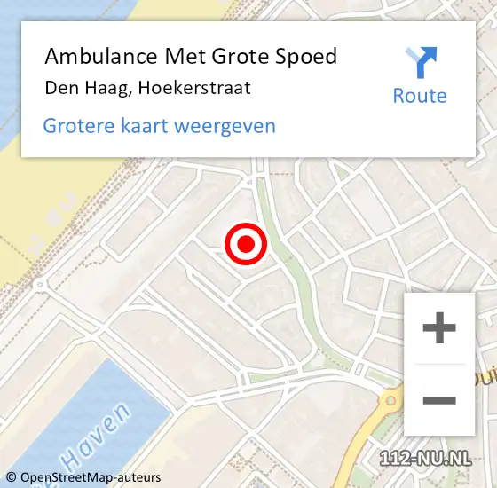 Locatie op kaart van de 112 melding: Ambulance Met Grote Spoed Naar Den Haag, Hoekerstraat op 20 mei 2022 19:15