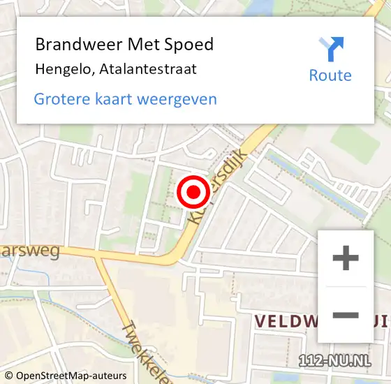 Locatie op kaart van de 112 melding: Brandweer Met Spoed Naar Hengelo, Atalantestraat op 20 mei 2022 19:16