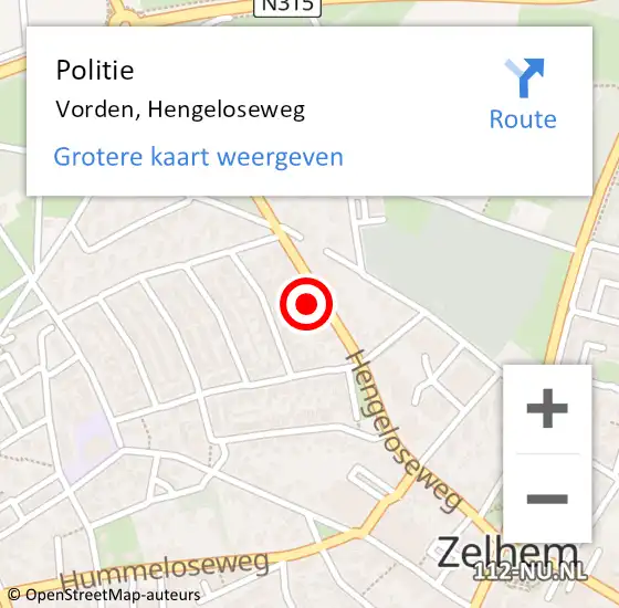 Locatie op kaart van de 112 melding: Politie Vorden, Hengeloseweg op 20 mei 2022 19:17