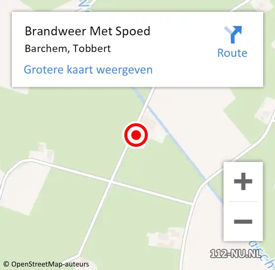 Locatie op kaart van de 112 melding: Brandweer Met Spoed Naar Barchem, Tobbert op 20 mei 2022 19:18