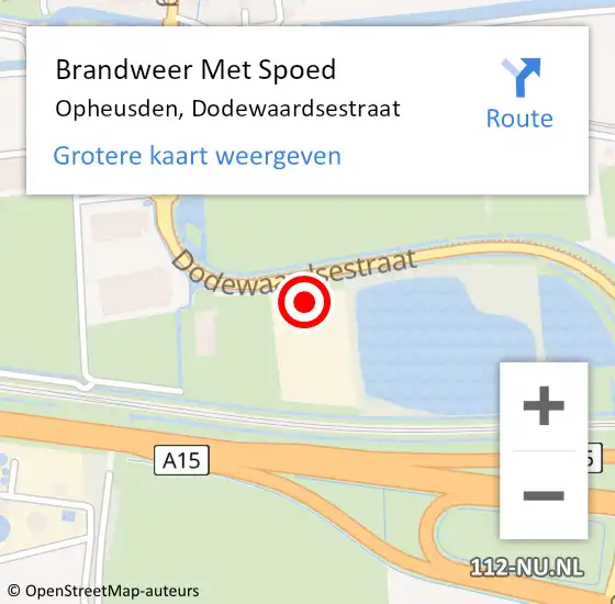 Locatie op kaart van de 112 melding: Brandweer Met Spoed Naar Opheusden, Dodewaardsestraat op 20 mei 2022 19:19