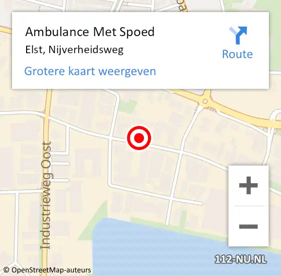 Locatie op kaart van de 112 melding: Ambulance Met Spoed Naar Elst, Nijverheidsweg op 20 mei 2022 19:39