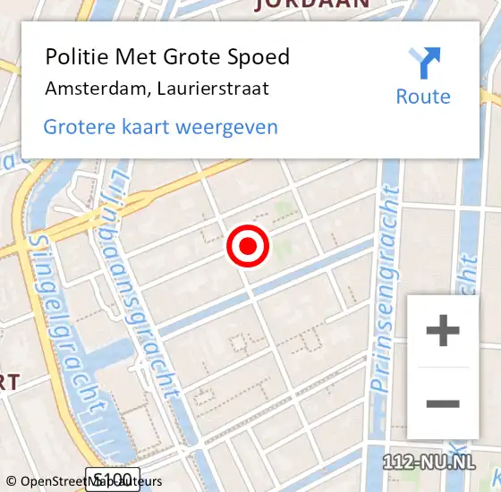 Locatie op kaart van de 112 melding: Politie Met Grote Spoed Naar Amsterdam, Laurierstraat op 20 mei 2022 19:40