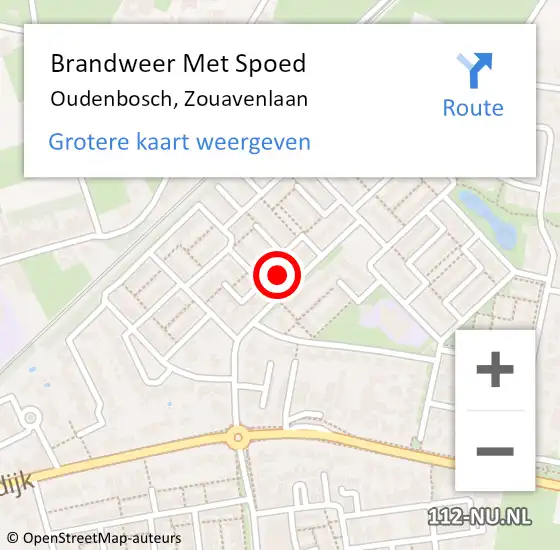 Locatie op kaart van de 112 melding: Brandweer Met Spoed Naar Oudenbosch, Zouavenlaan op 20 mei 2022 19:43