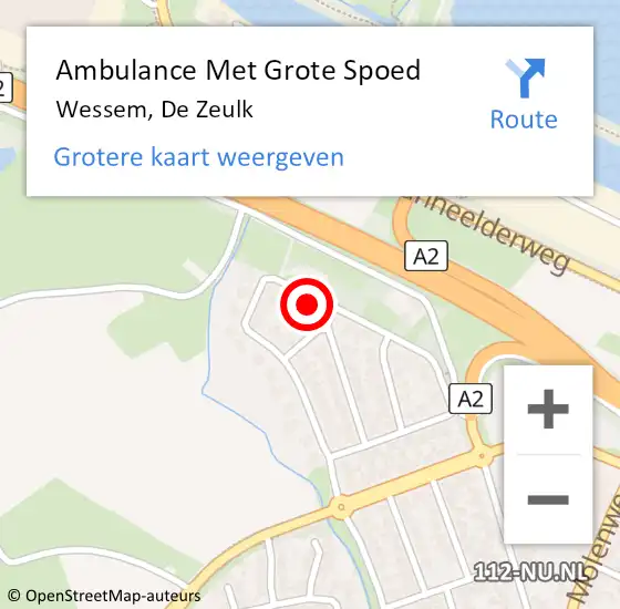 Locatie op kaart van de 112 melding: Ambulance Met Grote Spoed Naar Wessem, De Zeulk op 17 juli 2014 22:23