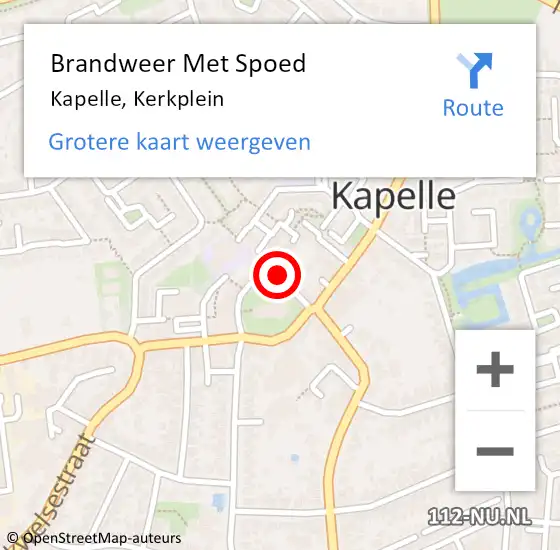 Locatie op kaart van de 112 melding: Brandweer Met Spoed Naar Kapelle, Kerkplein op 20 mei 2022 19:53