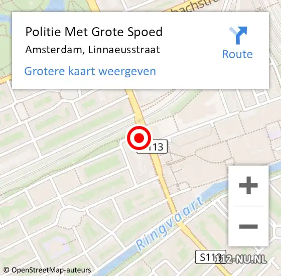 Locatie op kaart van de 112 melding: Politie Met Grote Spoed Naar Amsterdam, Linnaeusstraat op 20 mei 2022 19:57