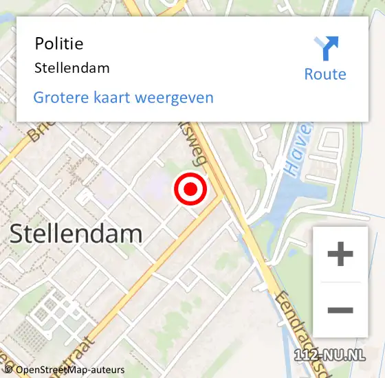 Locatie op kaart van de 112 melding: Politie Stellendam op 20 mei 2022 20:01