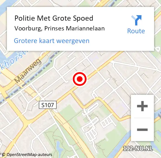 Locatie op kaart van de 112 melding: Politie Met Grote Spoed Naar Voorburg, Prinses Mariannelaan op 20 mei 2022 20:12
