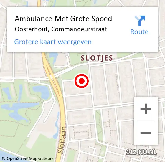 Locatie op kaart van de 112 melding: Ambulance Met Grote Spoed Naar Oosterhout, Commandeurstraat op 17 juli 2014 22:29