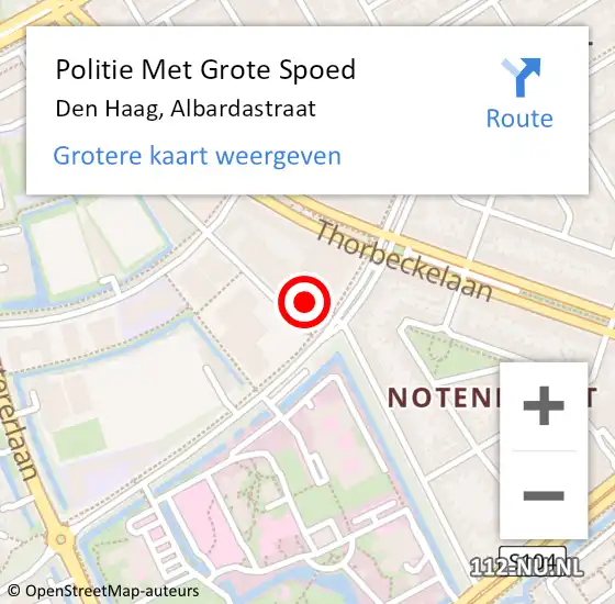 Locatie op kaart van de 112 melding: Politie Met Grote Spoed Naar Den Haag, Albardastraat op 20 mei 2022 20:43