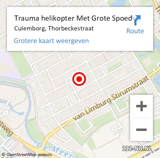 Locatie op kaart van de 112 melding: Trauma helikopter Met Grote Spoed Naar Culemborg, Thorbeckestraat op 20 mei 2022 21:16