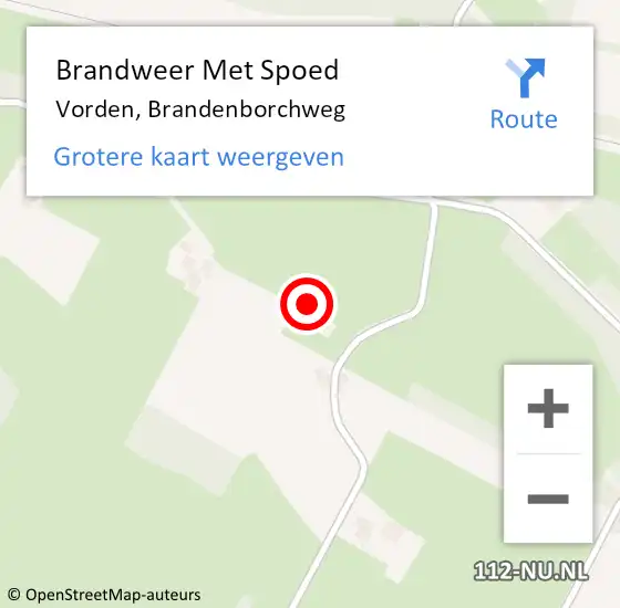 Locatie op kaart van de 112 melding: Brandweer Met Spoed Naar Vorden, Brandenborchweg op 20 mei 2022 21:30