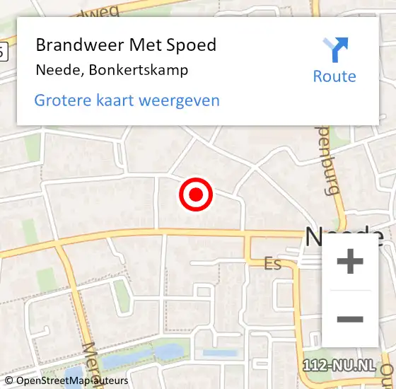 Locatie op kaart van de 112 melding: Brandweer Met Spoed Naar Neede, Bonkertskamp op 20 mei 2022 21:31