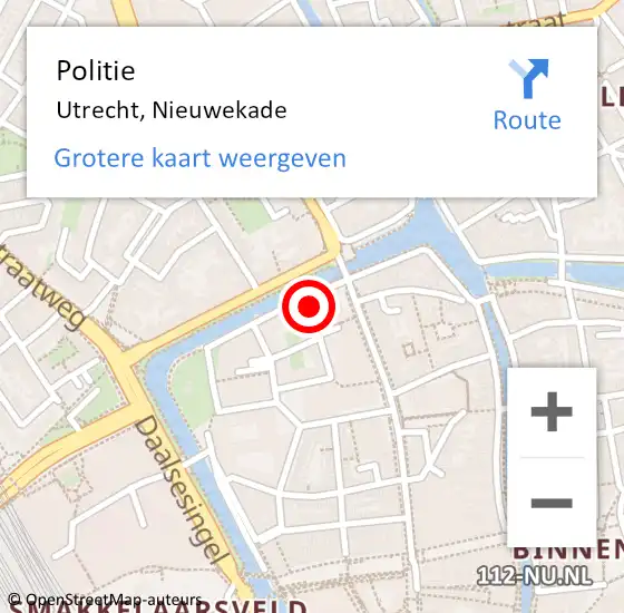 Locatie op kaart van de 112 melding: Politie Utrecht, Nieuwekade op 20 mei 2022 21:37