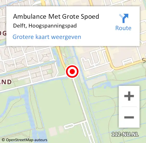 Locatie op kaart van de 112 melding: Ambulance Met Grote Spoed Naar Delft, Hoogspanningspad op 20 mei 2022 21:59